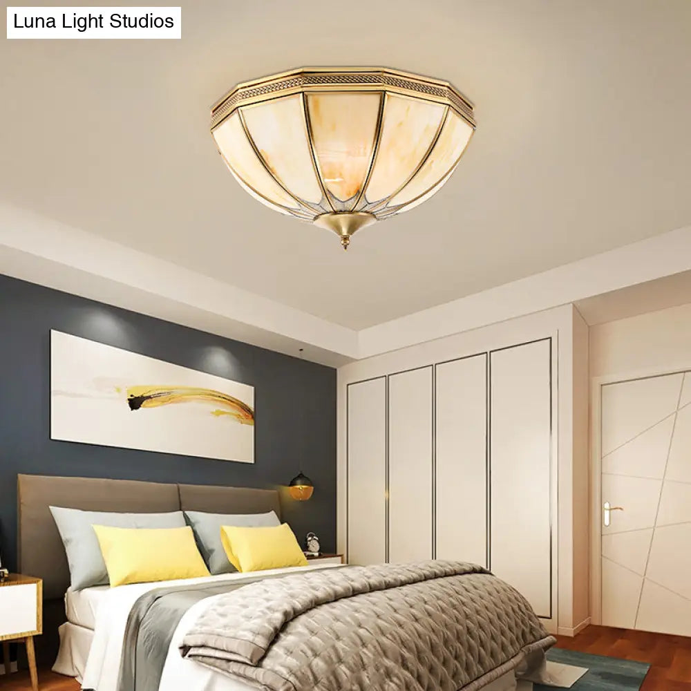 Gold Flushmount Light With 4 Lights And Frosted Glass For Bedroom Ceiling - Traditional Design’