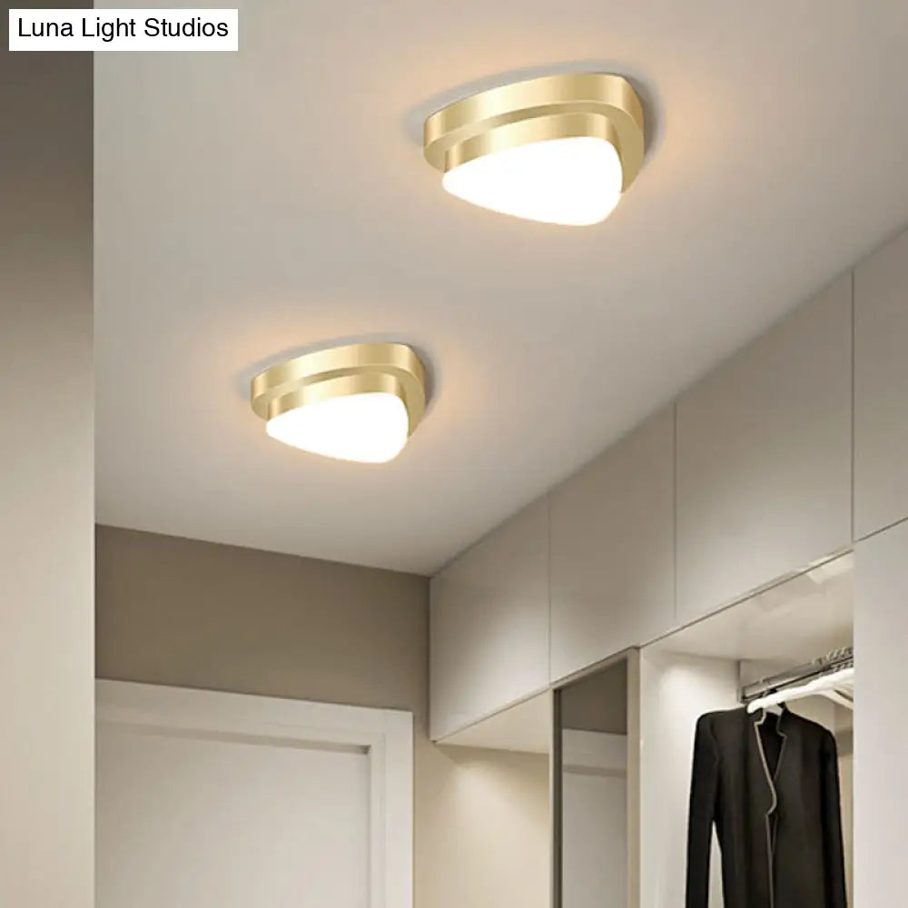 Gold Geometric Led Aisle Ceiling Light: Simple Metal Flush Mount
