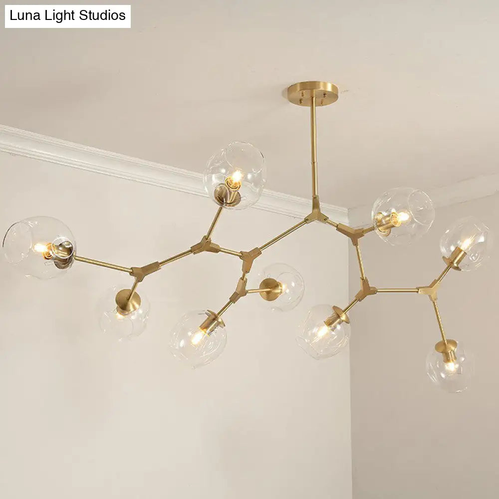 Gold Glass Postmodern Dna Ceiling Light Chandelier For Living Room