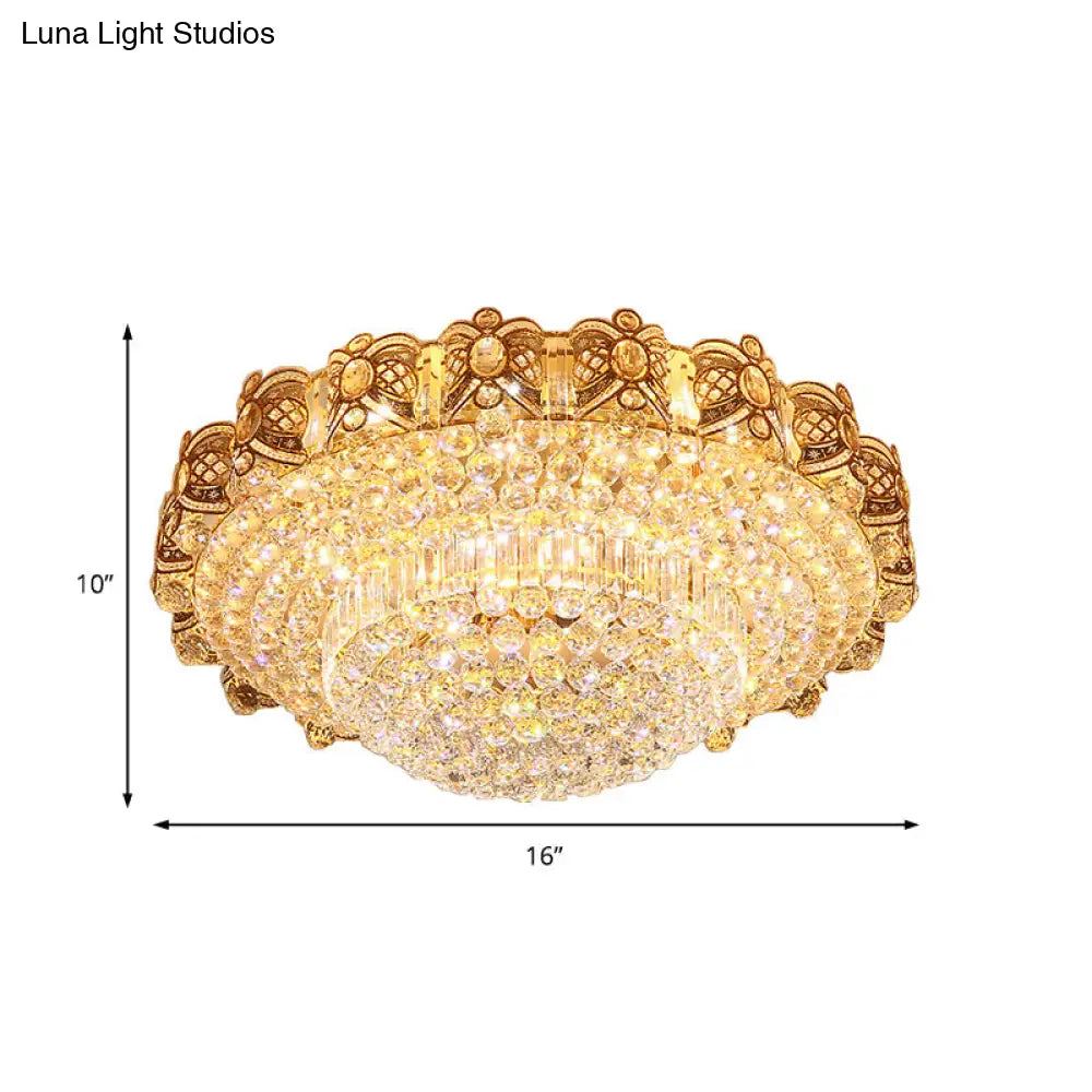 Gold Integrated Led Crystal Ceiling Flush Mount Light 16’/23.5’ Wide