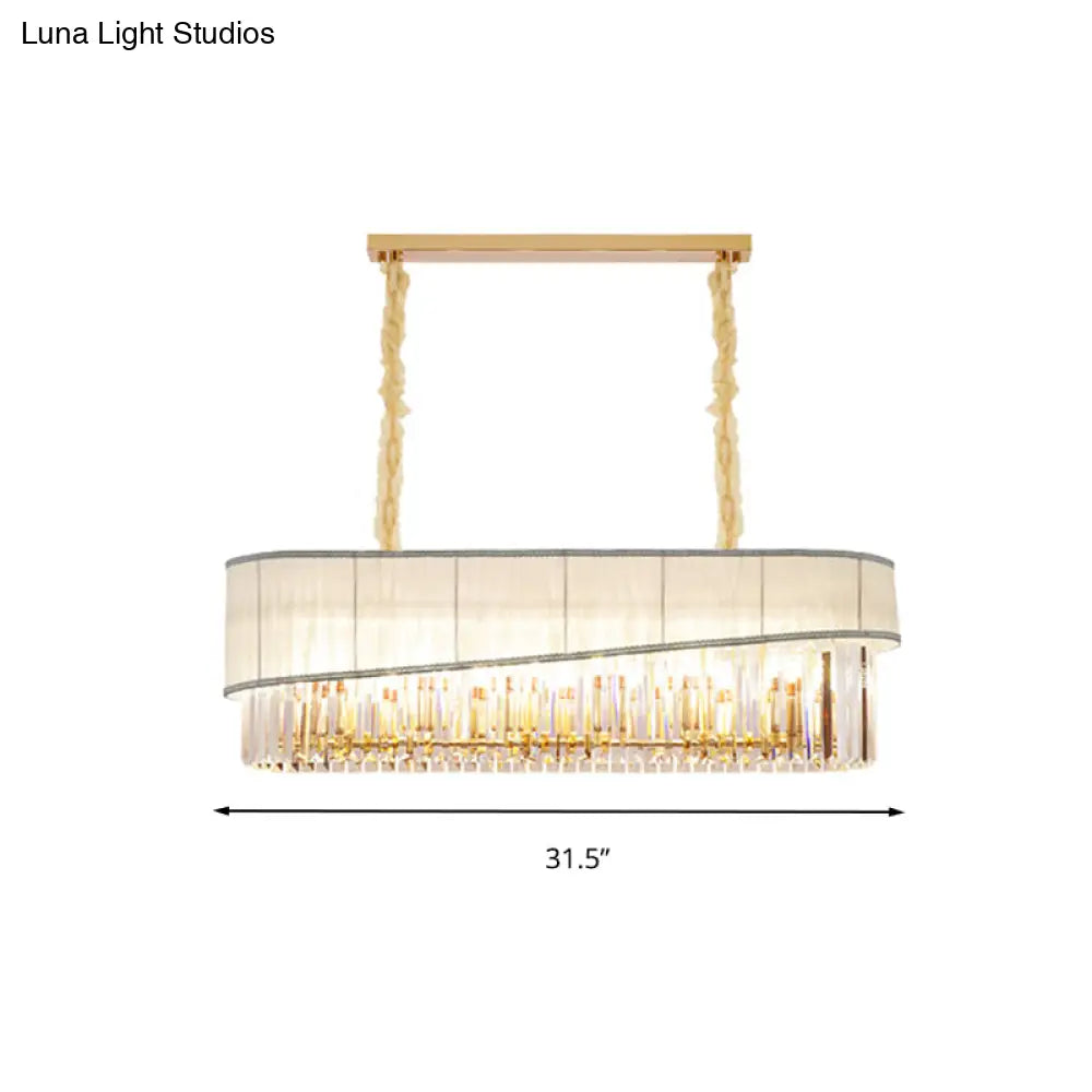 Gold Island Pendant Light Fixture With Crystal Shade - Modern 10 Bulbs Design