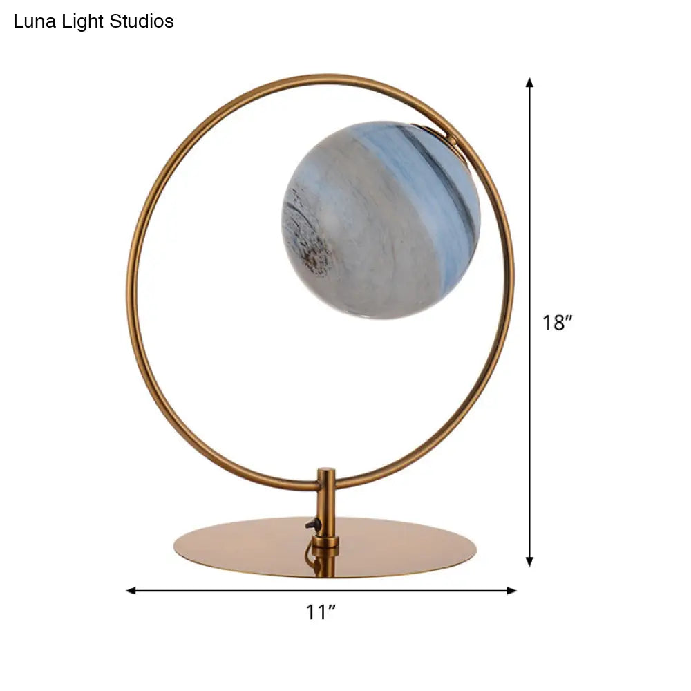 Gold Led Bedroom Table Lamp With Frosted Glass Shade