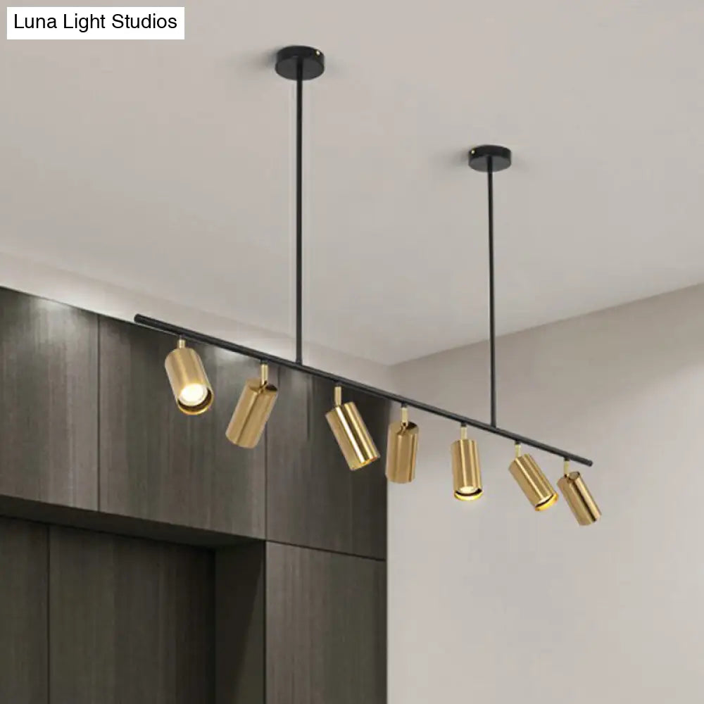Gold Metal Island Ceiling Light - Postmodern Electroplated Tube Spotlight For Dining Room