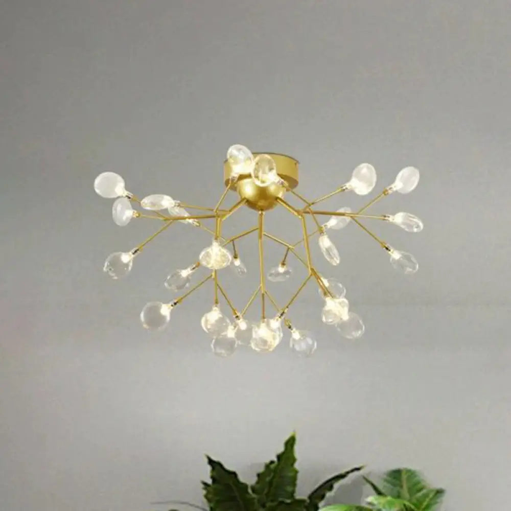 Gold Nordic Firefly Led Flush Mount Chandelier For Dining Room 27 / B