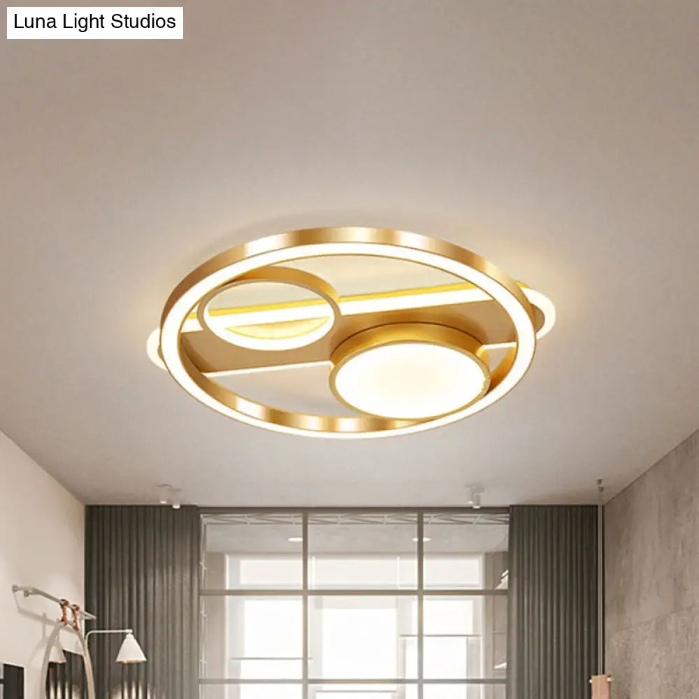 Gold Round Nordic Led Ceiling Light - 18’/23.5’ Warm/White Living Room