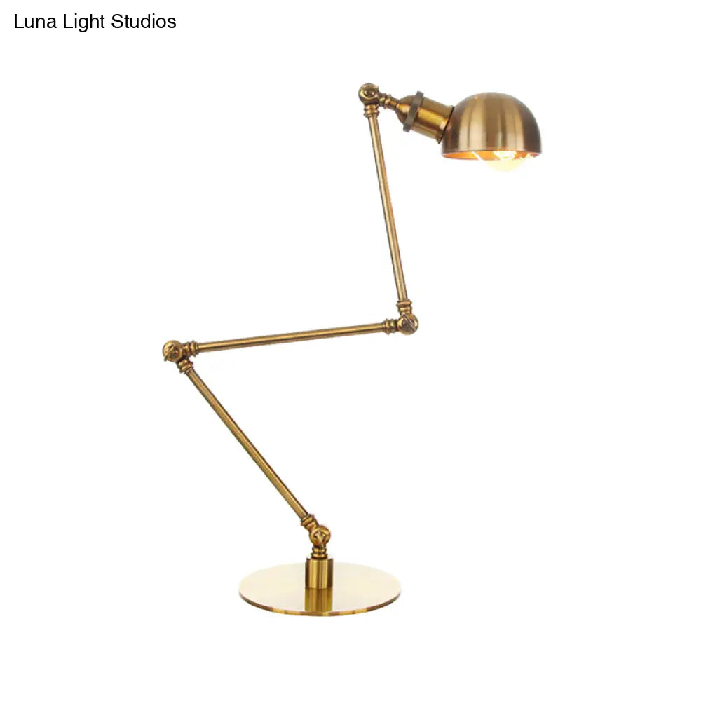 Golden Bowl Shade Table Lamp- Industrial Style With Adjustable Arm