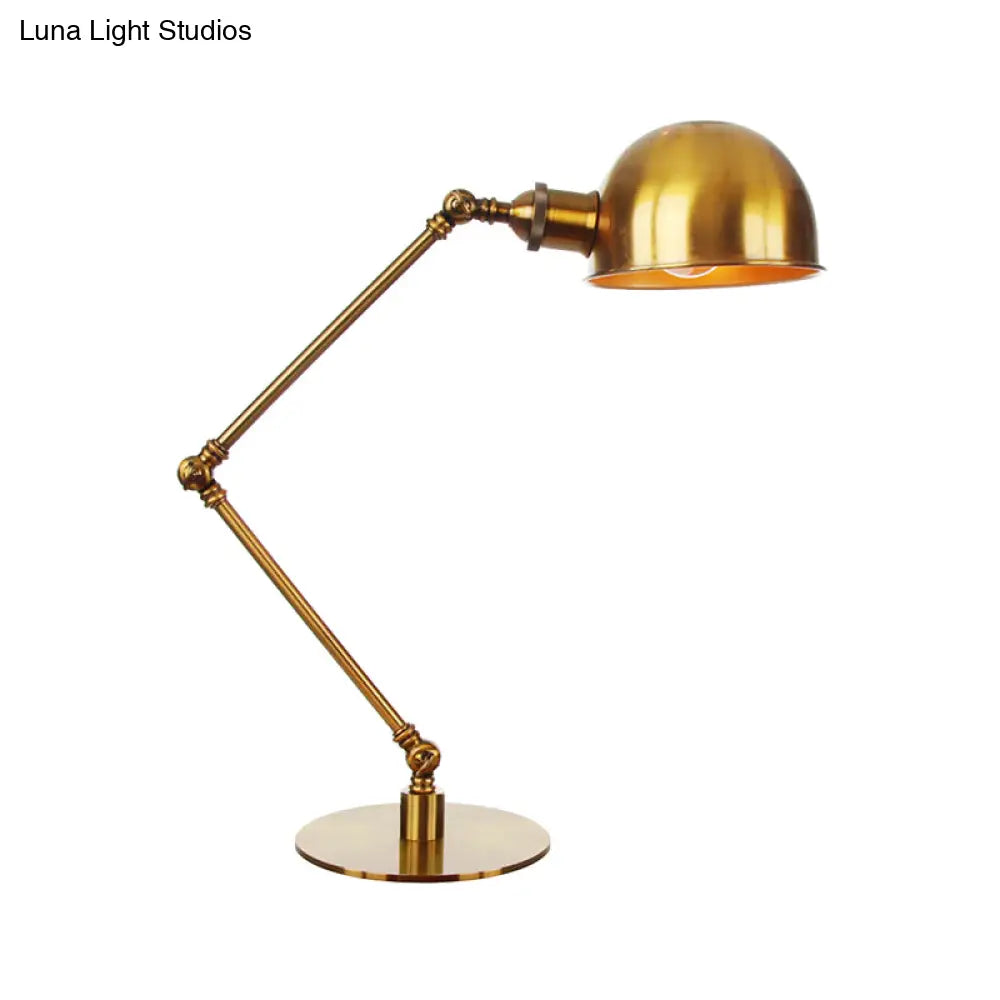 Golden Bowl Shade Table Lamp- Industrial Style With Adjustable Arm
