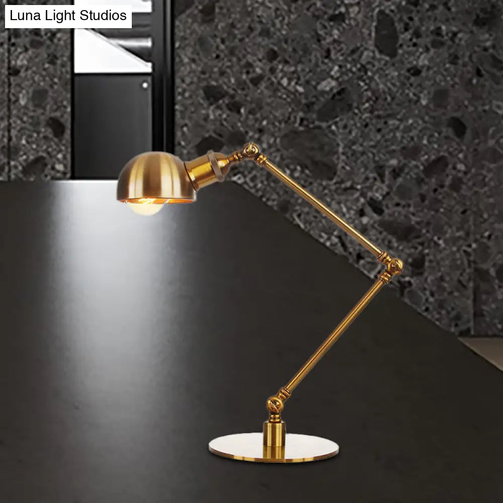 Golden Bowl Shade Table Lamp- Industrial Style With Adjustable Arm