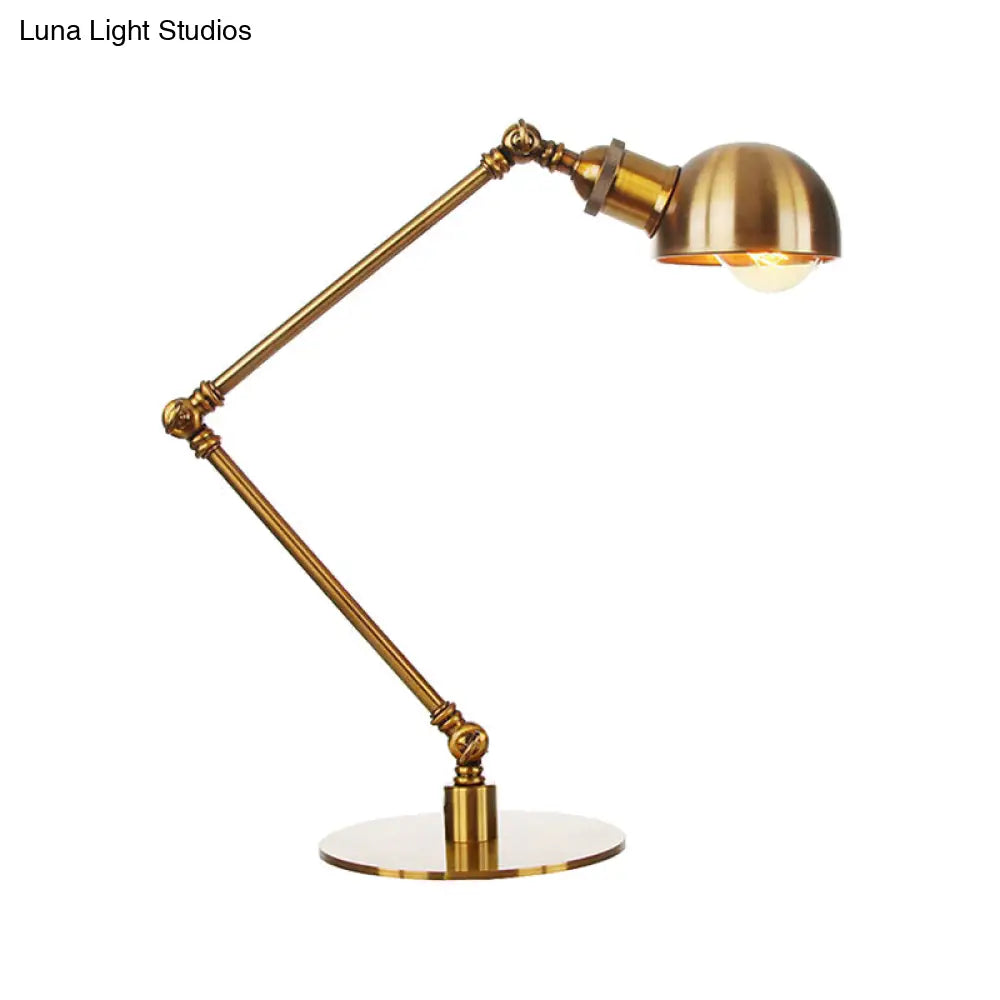 Golden Bowl Shade Table Lamp- Industrial Style With Adjustable Arm