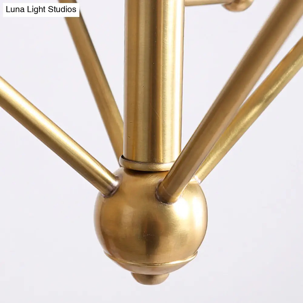 Golden Metal Pendant Candle Chandelier - 4-Light Fixture For Living Room