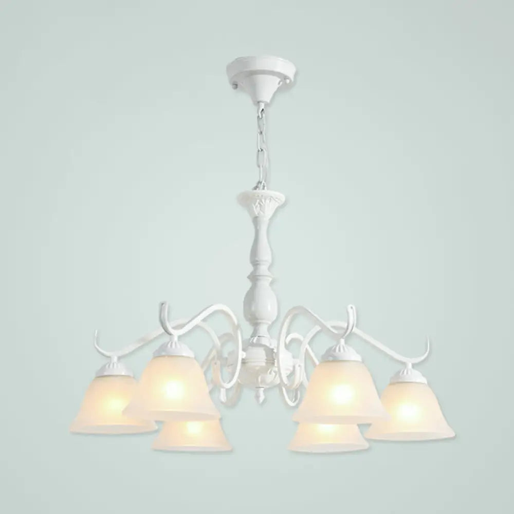 Handblown Glass Suspension Light Rustic Chandelier In White For Living Room 6 / A