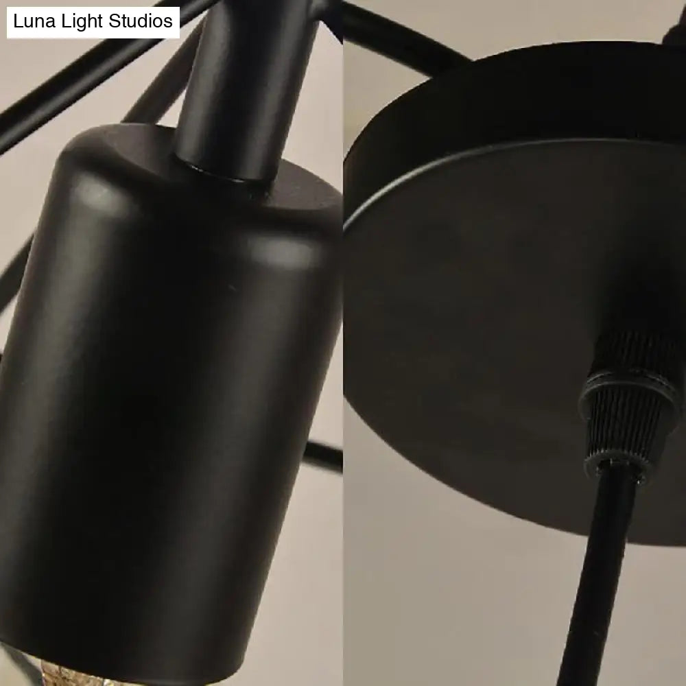 Hanging Industrial Black Metal Pendant Light - 1 Structural Cubic Design For Dining Room