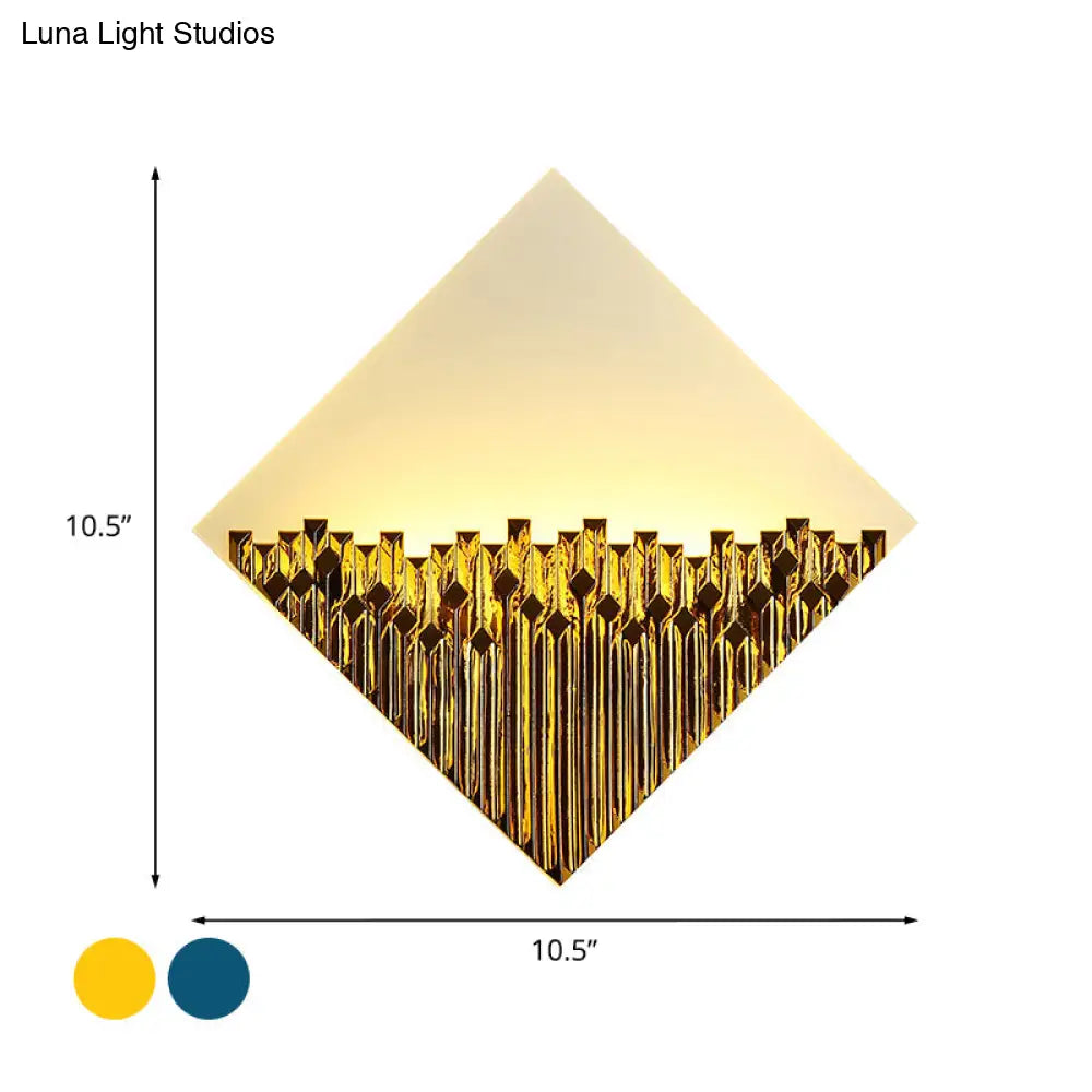 Harlequin Metallic Led Wall Lamp - Asia Inspired Acrylic Gold/Blue Surface
