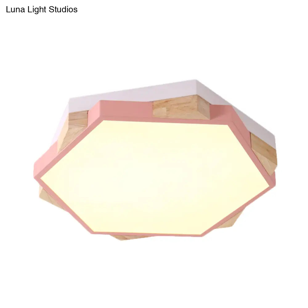 Hexagon Led Flush Ceiling Light - Acrylic Macaron Style Eye - Caring Lamp