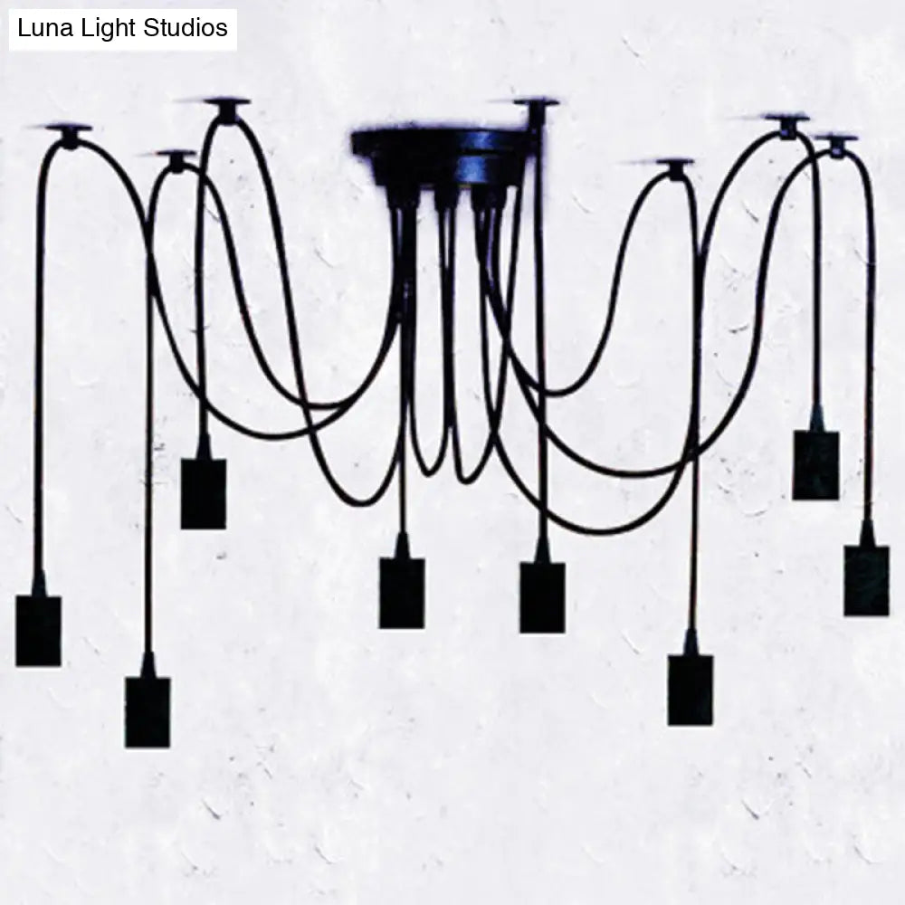 Industrial Style Black Spider Shape Pendant Lamp With Multi Light Edison Bulb - Perfect For Living