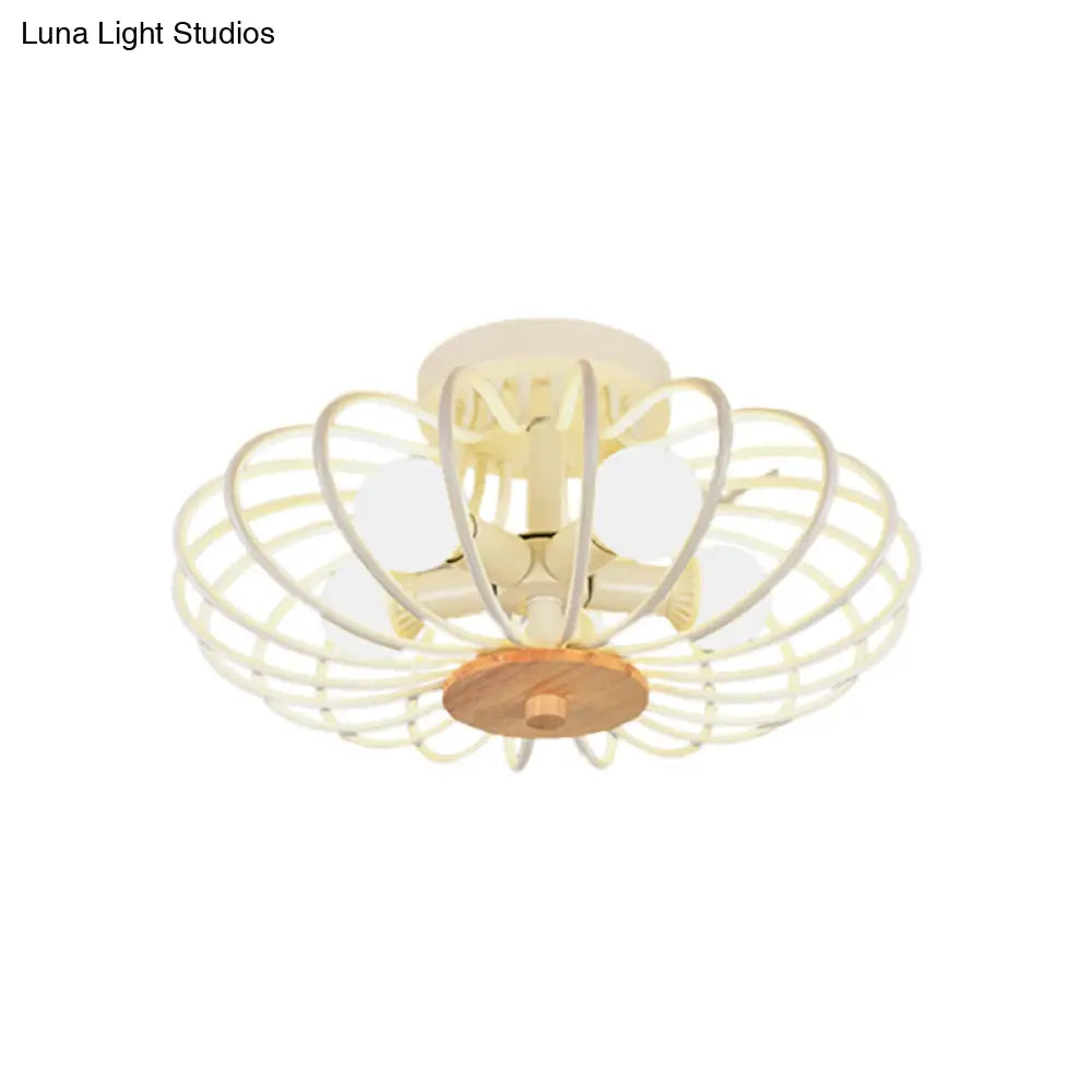 Industrial Style Metal Ceiling Light Fixture - Fan Shaped Semi-Flush Mount With 3/5 Heads