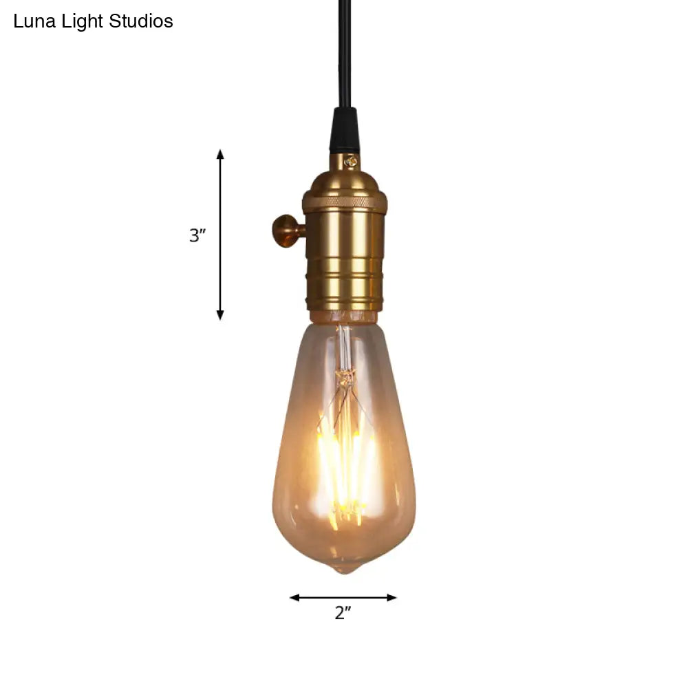 Industrial Vintage Bare Bulb Pendant Light With Brass Finish - Ideal For Restaurants
