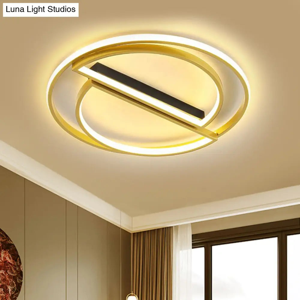 Integrated Circle Flush Led Ceiling Lamp In Black/Gold With Warm/White Light Available