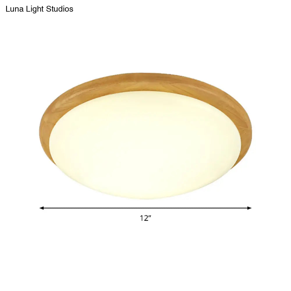 Japanese - Style Ceiling Mount Light With Domed Shade For Study Room - Acrylic Lamp In Warm/White