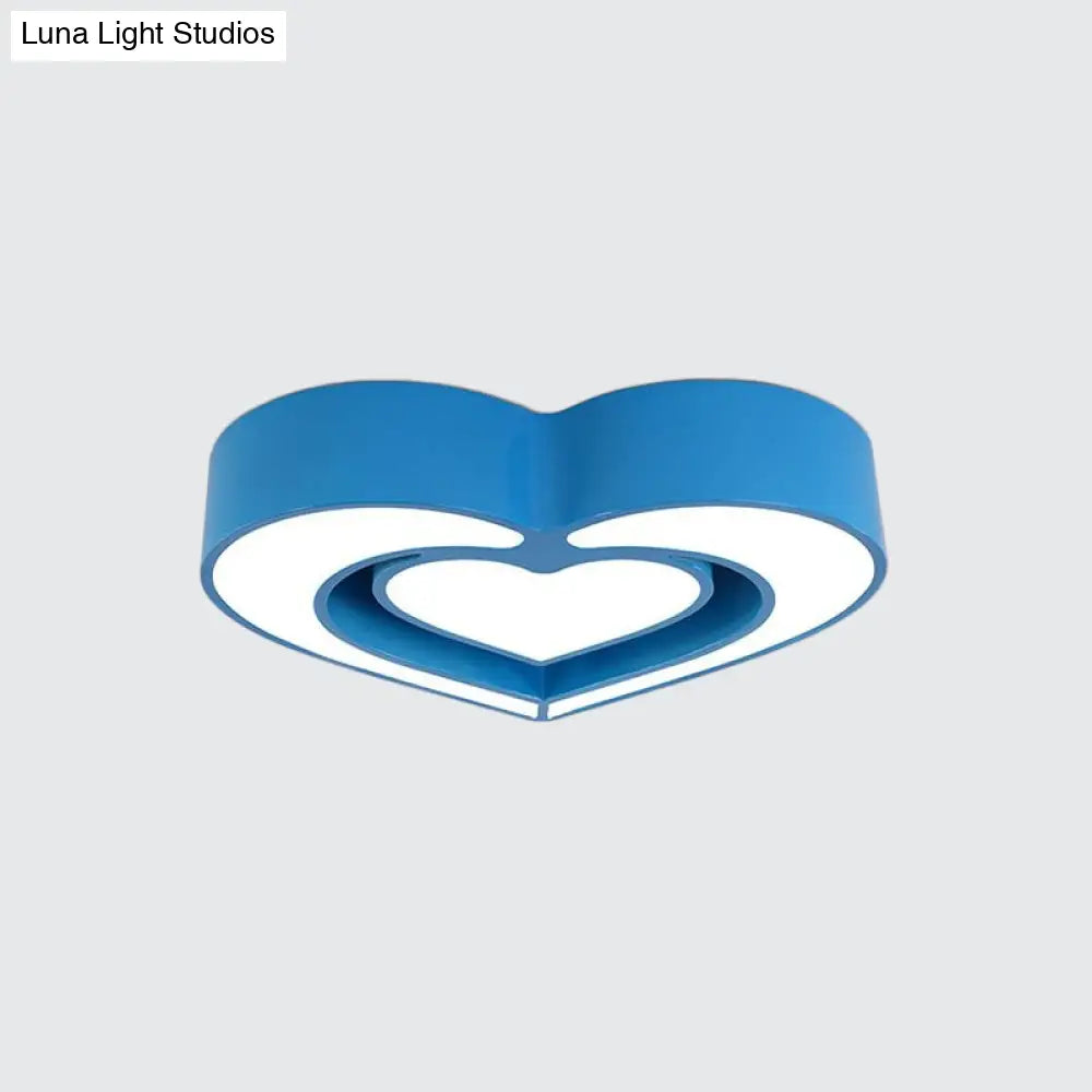 Kids’ Acrylic Dual Loving Heart Led Flush Ceiling Light - Red/Yellow/Blue Mount Lamp For Bedroom