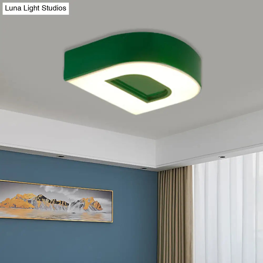Kid’s Alphabet Led Flush Mount Light Fixture For Kindergarten - Green/Red/Blue Colors