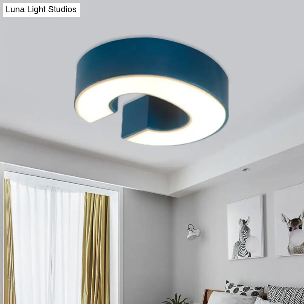 Kid’s Alphabet Led Flush Mount Light Fixture For Kindergarten - Green/Red/Blue Colors