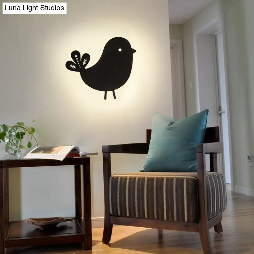 Kids Animal Wood Led Sconce Light - Eye-Caring Modern Wall For Bedroom Or Stairway