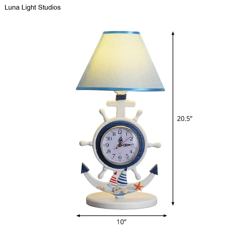 Kids Blue Desk Lamp With Clock Design - 1 Bulb Bedchamber Table Light
(Shorter Title While Still