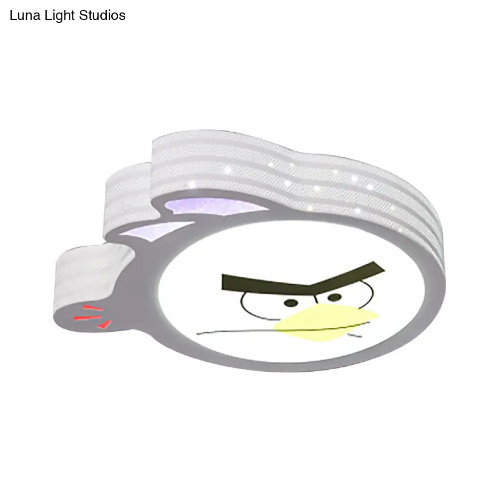 Kid’s Cartoon Flush Mount Ceiling Light: Modern Acrylic Fixture In White