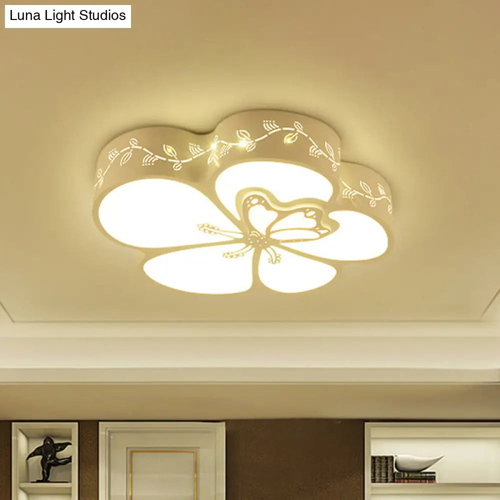 Kids Dragonfly Flush Mount Light - Acrylic Led White Flushmount With Iron Frame