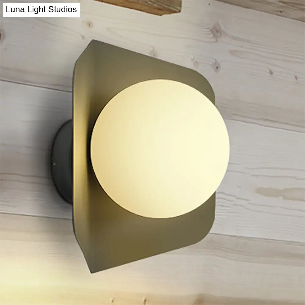 Kids Metal Glass Wall Sconce With Orb Shade: Candy Color Lighting For Child Bedroom
