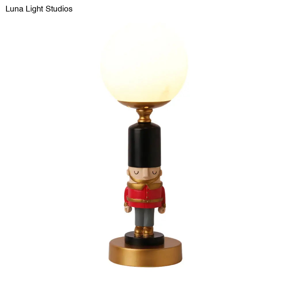 Kids Soldier Bedside Lamp: Resin Nightstand With Shade Table Lighting (1 Bulb)