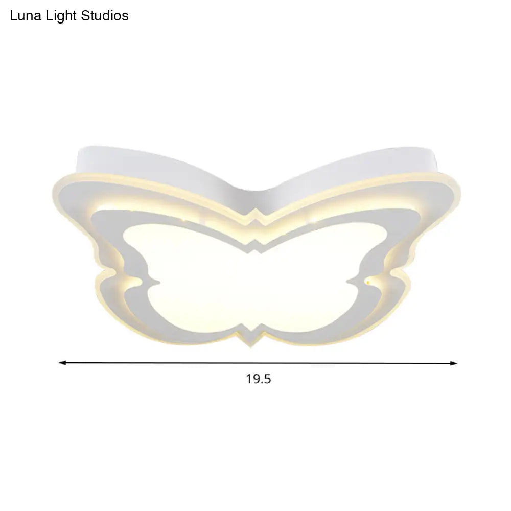 Kindergarten Ceiling Light Fixture: Cartoon Flush Mount With Butterfly Acrylic Design