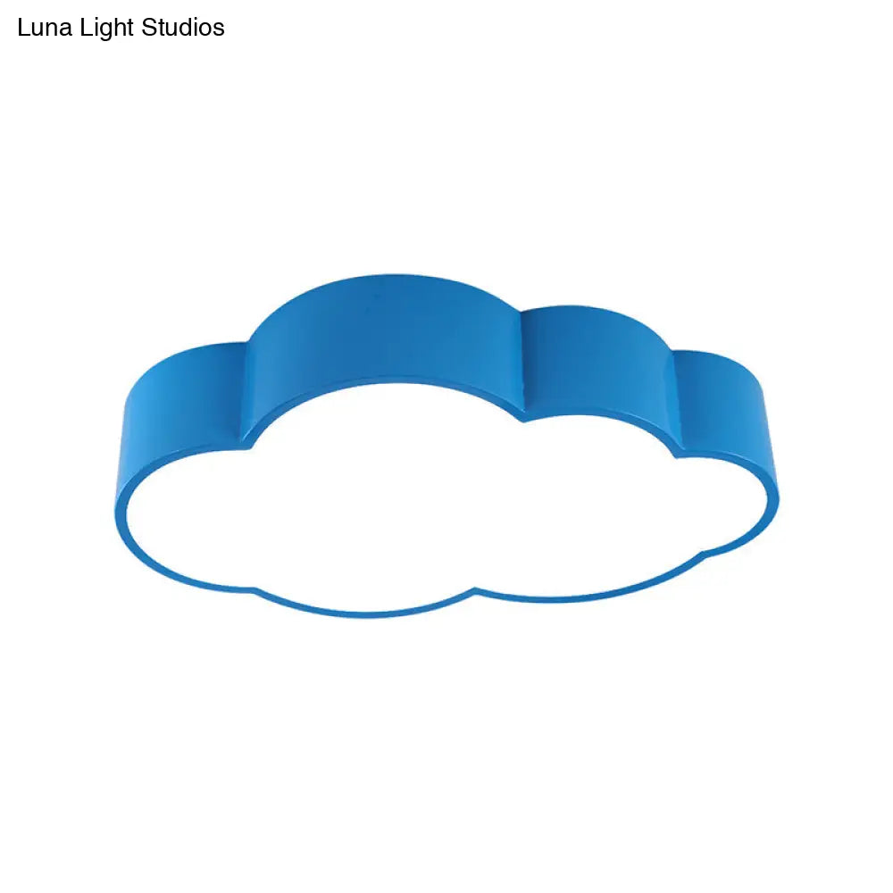 Kindergarten Cloud Flush Ceiling Light - White/Red/Yellow Kids Acrylic Mount
