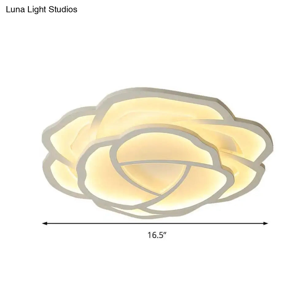 Led Acrylic Shaded Rose Flush Mount Ceiling Lamp - Simplicity Bedroom Light (16’/20.5’) In