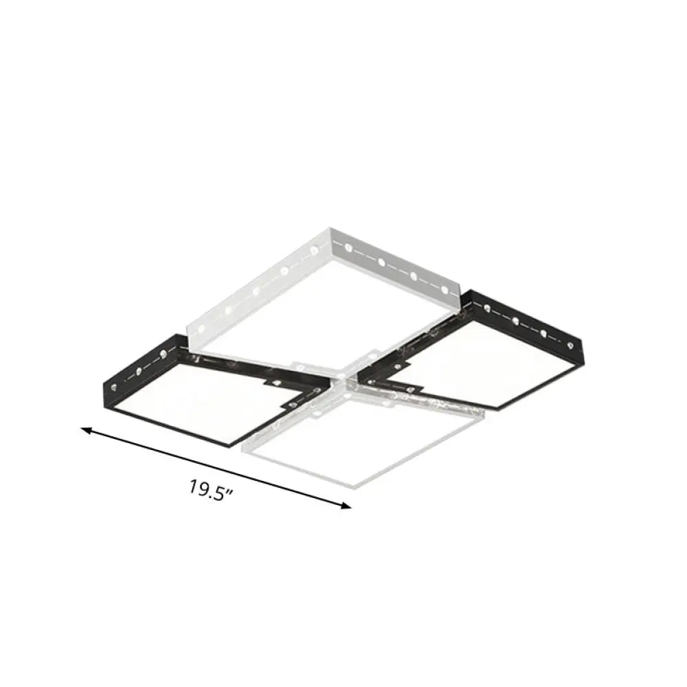 Led Bedroom Ceiling Light: Square Black Acrylic Shade Flush Mount Warm/White Light 19.5/23.5 Width
