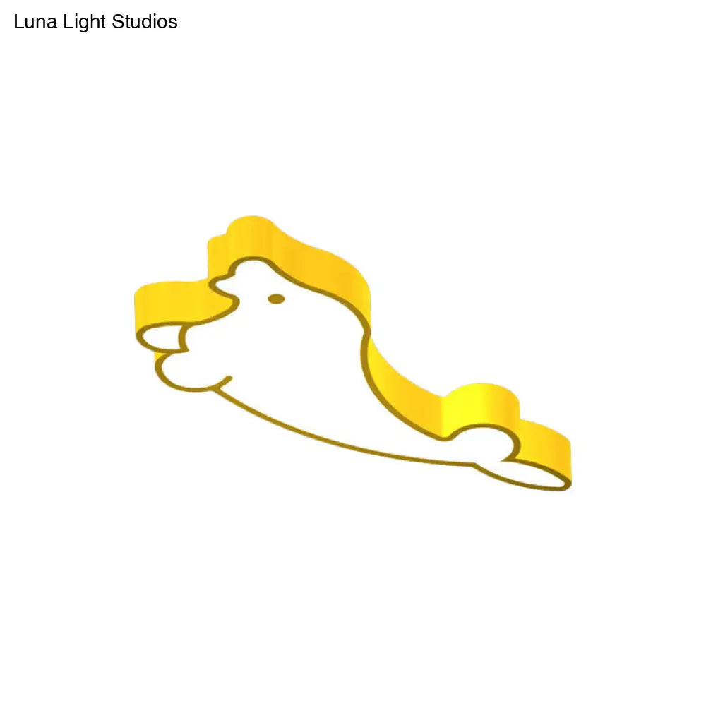 Led Cartoon Seal Ceiling Light With Colorful Acrylic Shade - Flush Mount Fixture