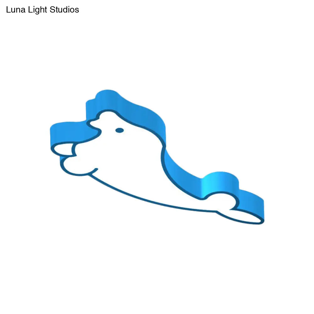 Led Cartoon Seal Ceiling Light With Colorful Acrylic Shade - Flush Mount Fixture