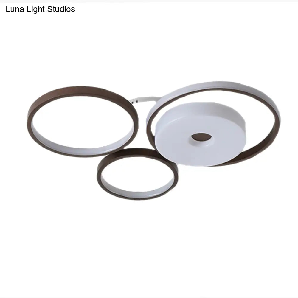 Led Coffee Flush Mount Ceiling Light With Minimal Acrylic Shade In White 16’/19.5’ Wide
