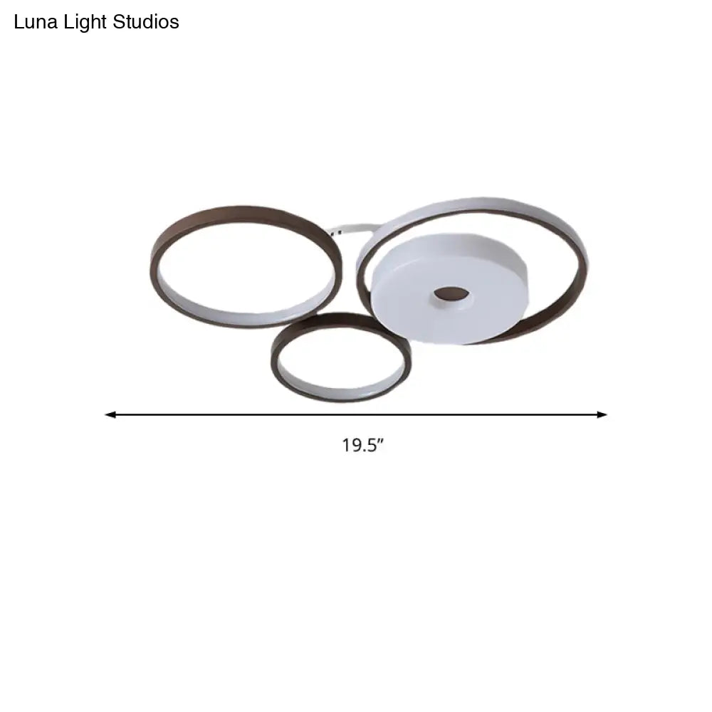 Led Coffee Flush Mount Ceiling Light With Minimal Acrylic Shade In White 16’/19.5’ Wide