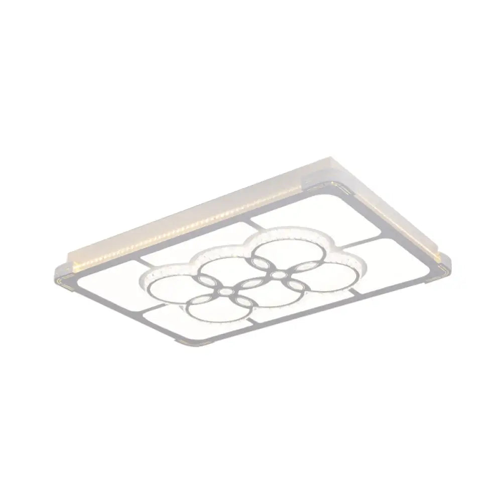 Led Crystal Flush Mount Lamp: Simple Rectangle Design | White 3 Color Light Remote Control Stepless