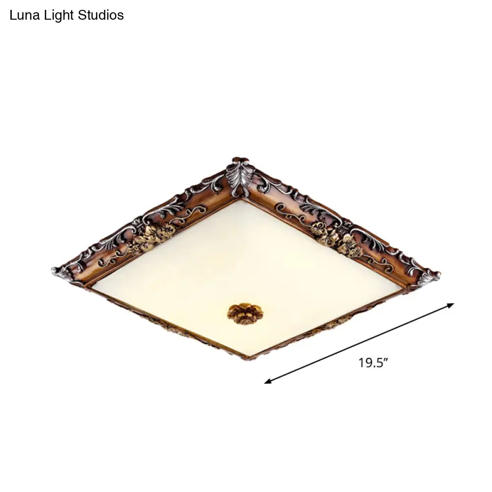 Led Crystal Flush Mount Light - 16’/19.5’ Width Brown Square Living Room Lighting Fixture