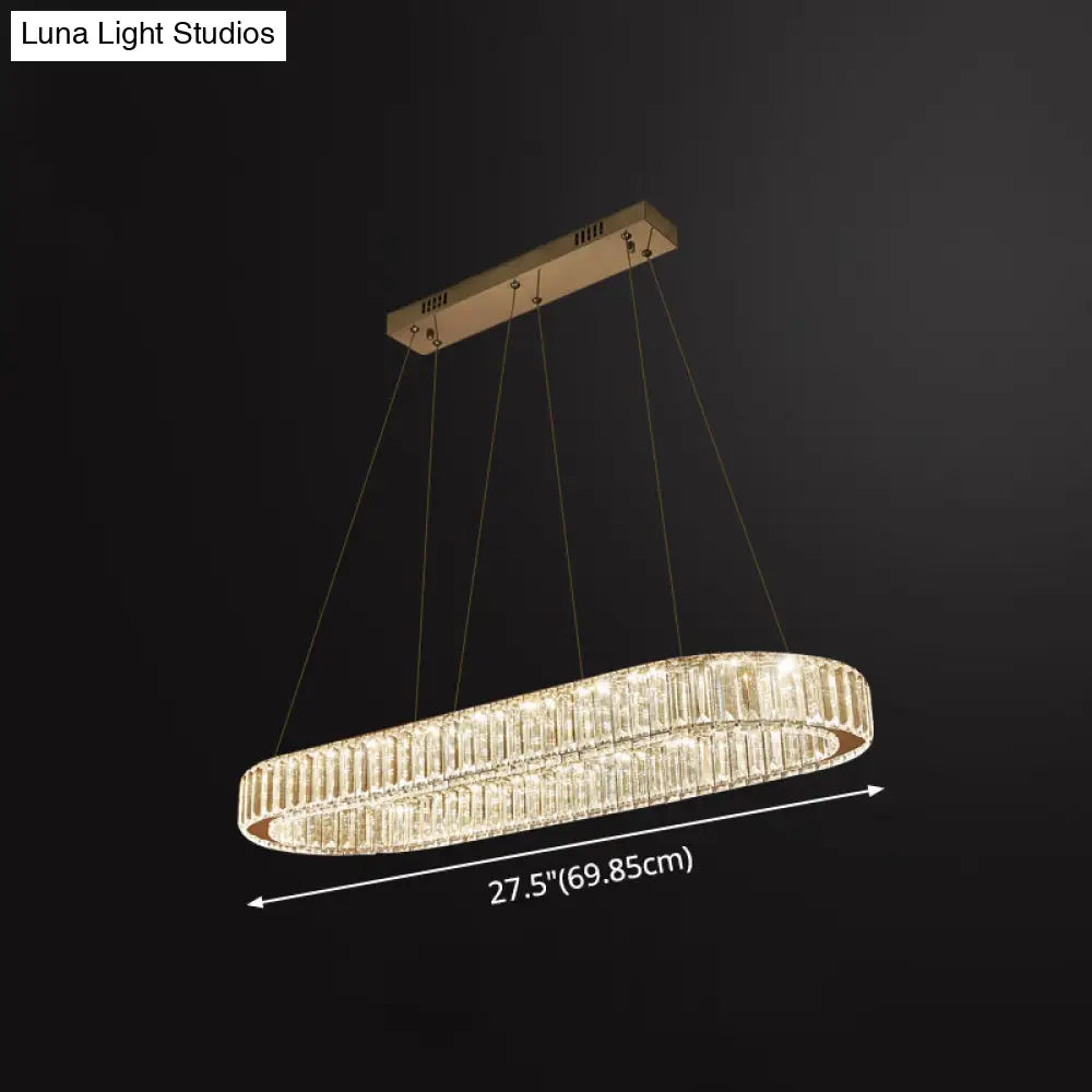 Led Crystal Pendant Light For Restaurant With Stainless Steel Island Design
