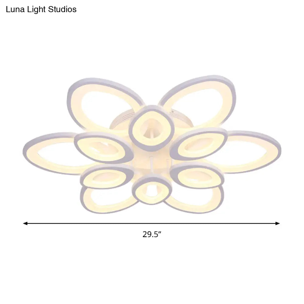 Led Flush Mount Ceiling Light With Acrylic Shade And 4/5/8 Lights In Warm/White/Natural