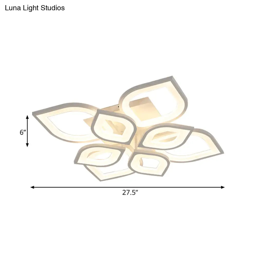 Led Flush Mount Ceiling Light With Leaf Acrylic Shade - White/Warm/Natural Lighting Fixture For