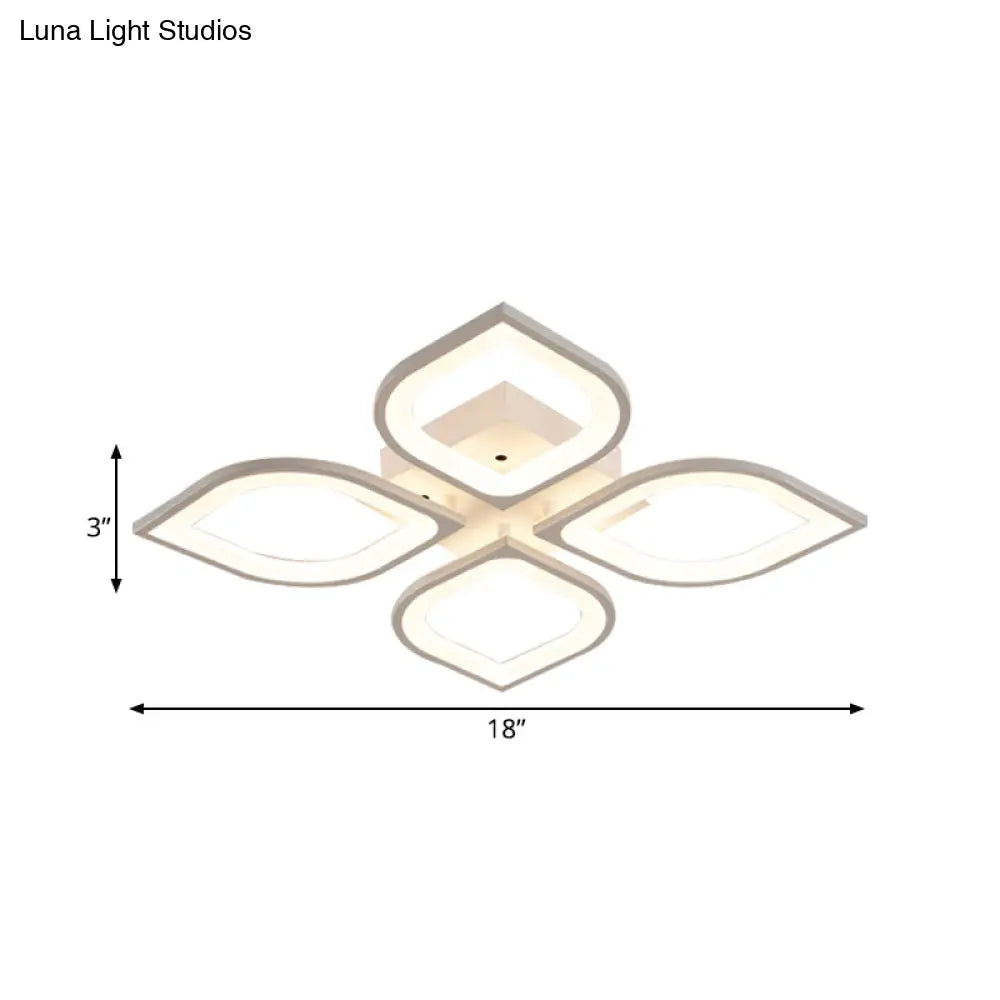 Led Flush Mount Ceiling Light With Leaf Acrylic Shade - White/Warm/Natural Lighting Fixture For