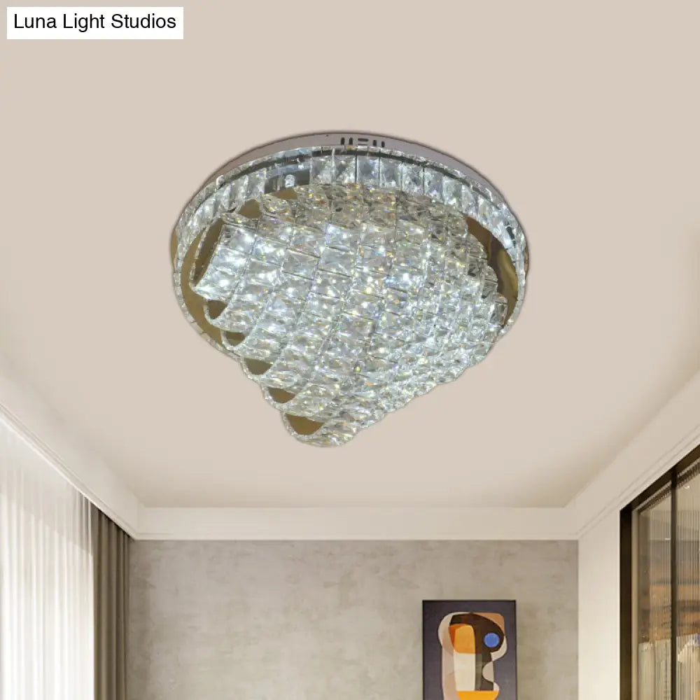 Led Flushmount Crystal Ceiling Lamp - 18’/22’ Simple Style Chrome Finish