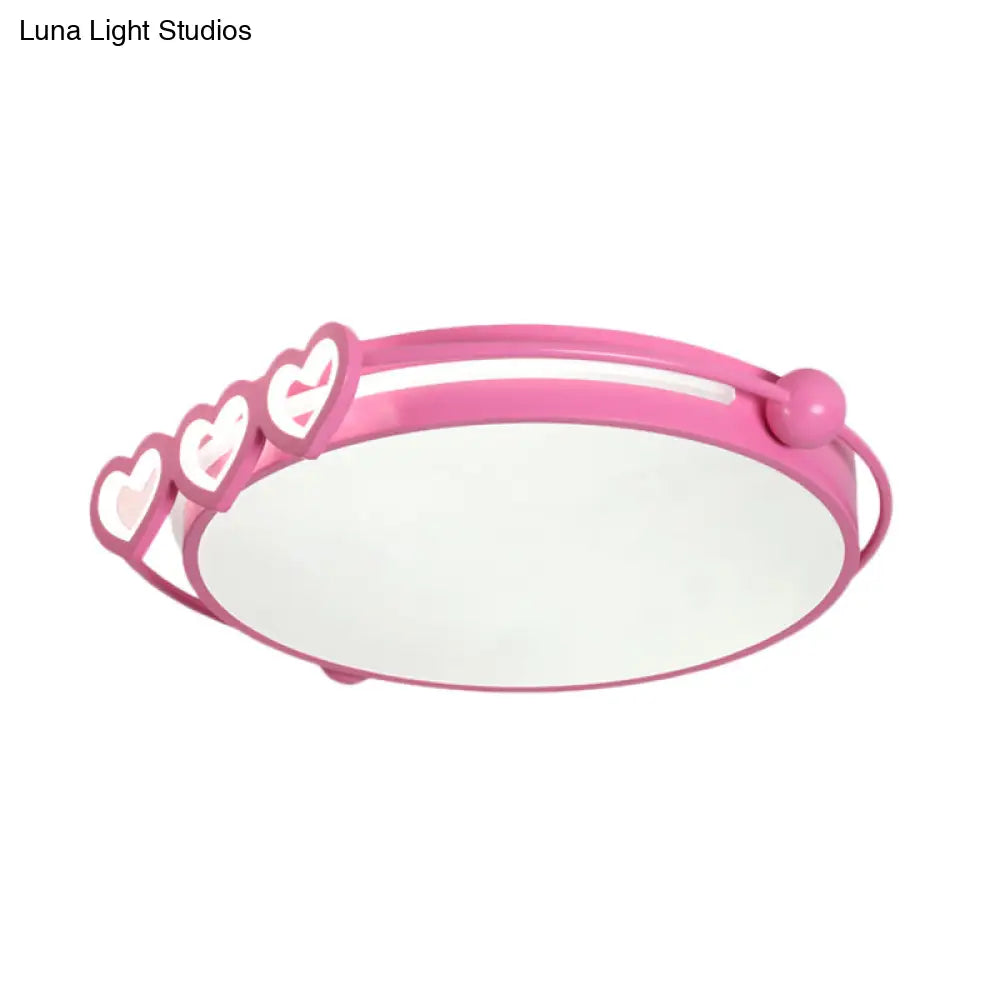Led Halo Ceiling Light With Acrylic Shade And Heart Decor In Pink/Blue