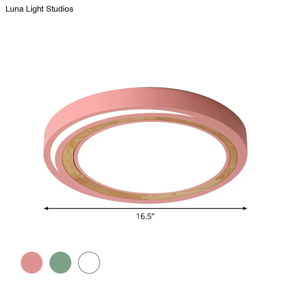 Led Macaron Style Ceiling Lamp For Boys And Girls Bedroom - Acrylic Circle Mount Light