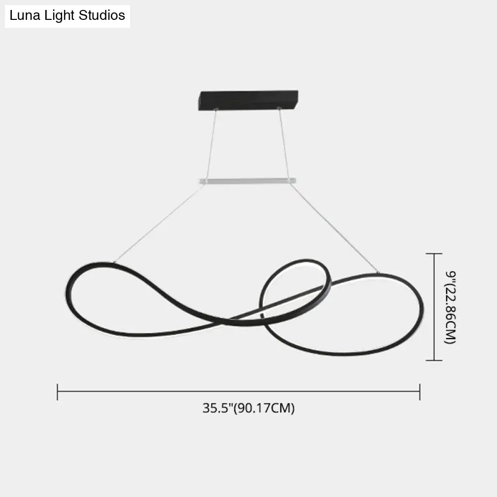 Led Strip Island Pendant Light - Minimalist Metal Dining Room Lighting Fixture